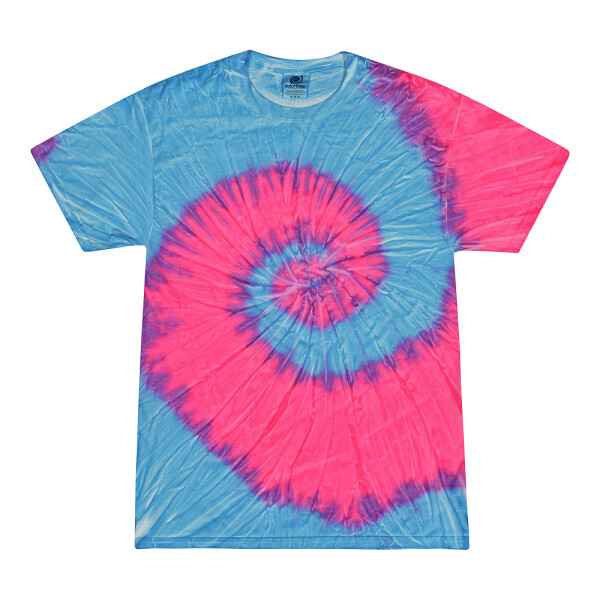Colortone - Unisex Batik T-Shirt Swirl - Fluorescent Blue & Pink / 4XL