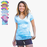 Colortone - Damen Batik V-Neck T-Shirt