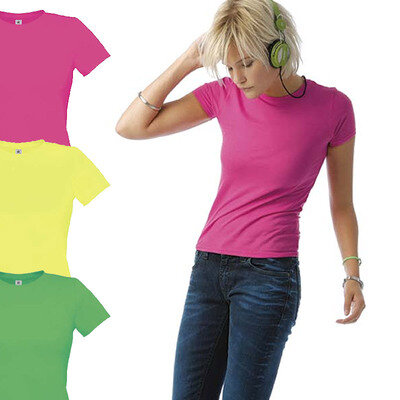 B&C - Damen T-Shirt Polycotton in Neonfarben Women-Only PC